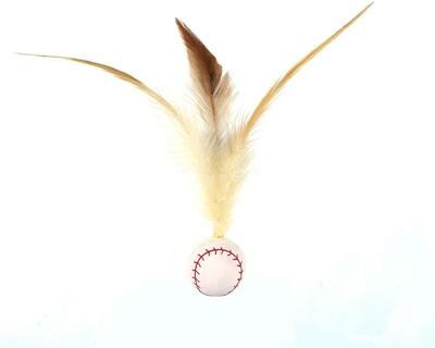 Uplift Essentials Interactive Bouncy Ball Cat Toy With Feathers baseball