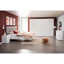 Schlafzimmer-Set Ambra 4tlg. Lack / Hochglanz Weiß 180 x 200 cm