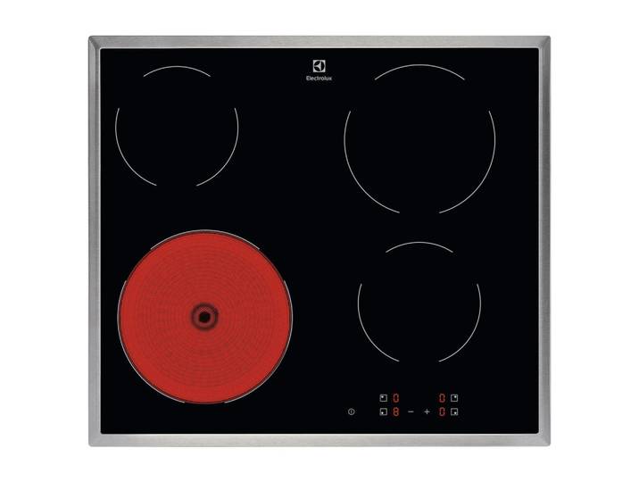Electrolux Glaskeramikkochfeld, Schwarz, Metall, Glas, 57.6x5.0x50.6 cm, Hauptschalter, Restwärmeanzeige je Kochzone, Edelstahlrahmen, Küchen, Küchenelektrogeräte, Kochfelder, Glaskeramik-Kochfelder