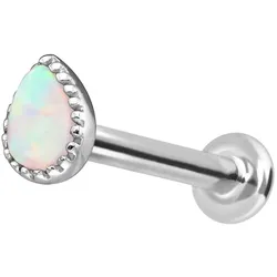 14 Karat Gold Labret mit Innengewinde SYNTHETISCHER OPALTROPFEN