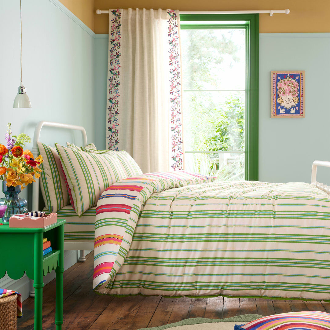 Robinson Sophie Stripe Cotton Striped Duvet Cover Set Bright King