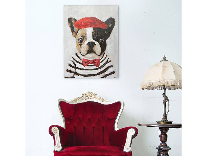 Leinwandbild French Bully Mischgewebe Multicolor 60 x 80 x 3cm