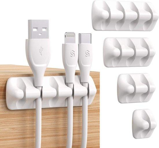 Unyqoos Kabelclips set van 5 - Siliconen kabelhouders met 3M-klevende pad voor kabels tot Ø 5 mm