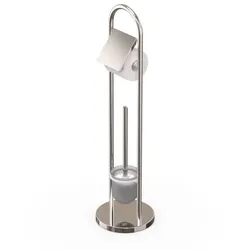 Relaxdays WC Garnitur aus Edelstahl Silber