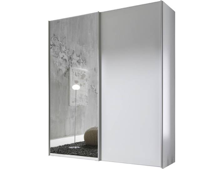 Schwebetürenschrank, Holzwerkstoff, Weiß, 188×222×68 cm, Mit Spiegeltür, Modern, Staud