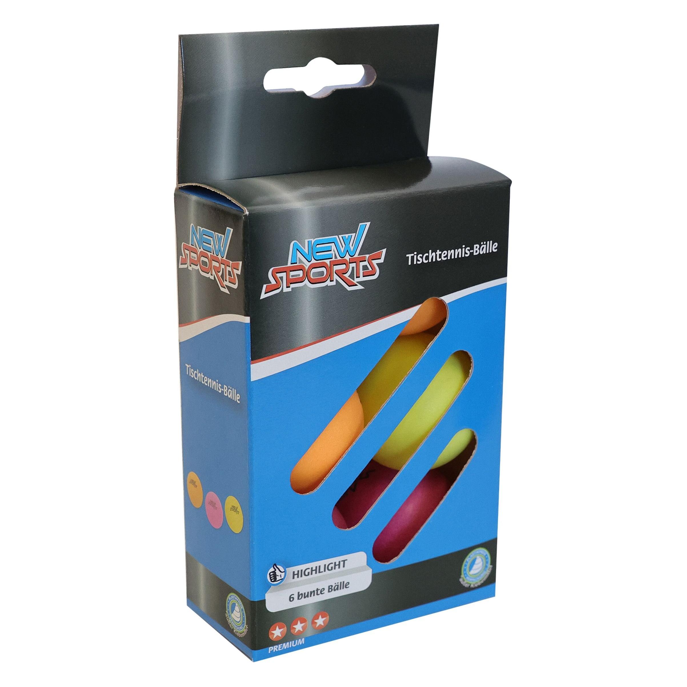 New Sports Tischtennis Bälle 6 Stück, 3 Stern, bunt (6 Stk.) (0074406971)