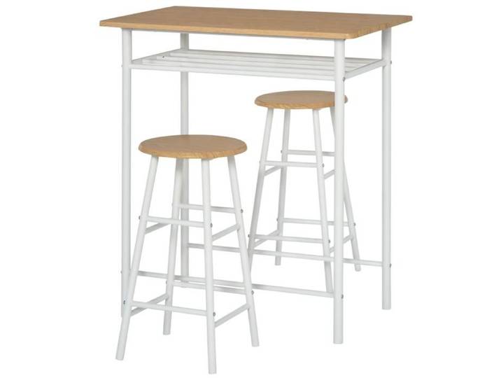 Table bar blanche avec 2 tabourets