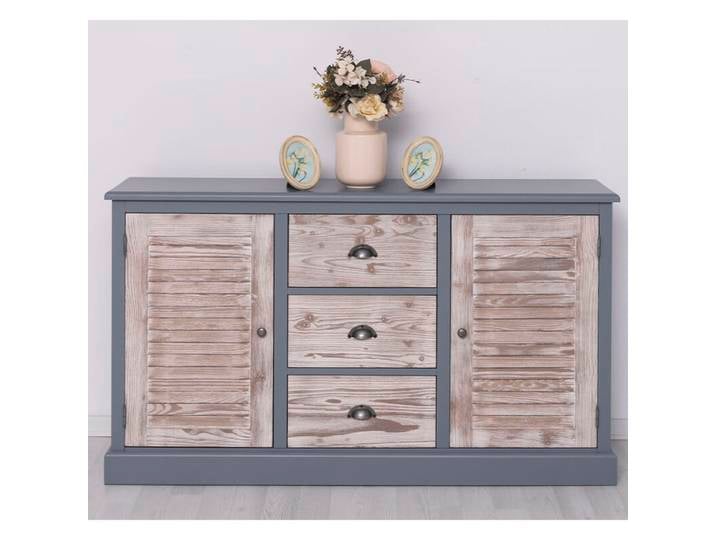 Vintage Sideboard mit Lamellentüren fehgrau