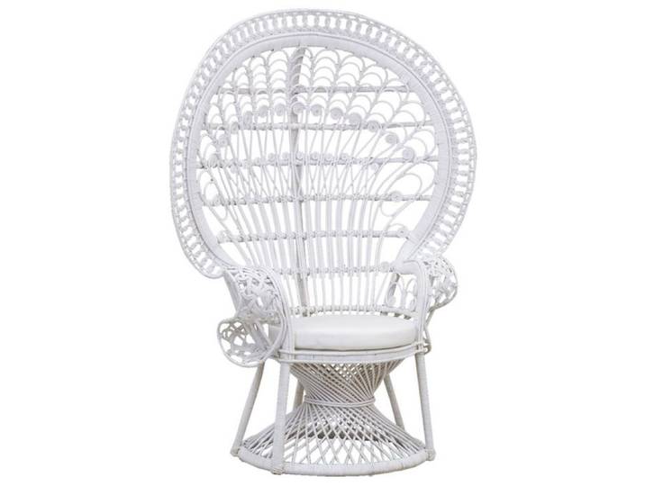 Fauteuil Emmanuelle artisanal en rotin Rotin laqué blanc
