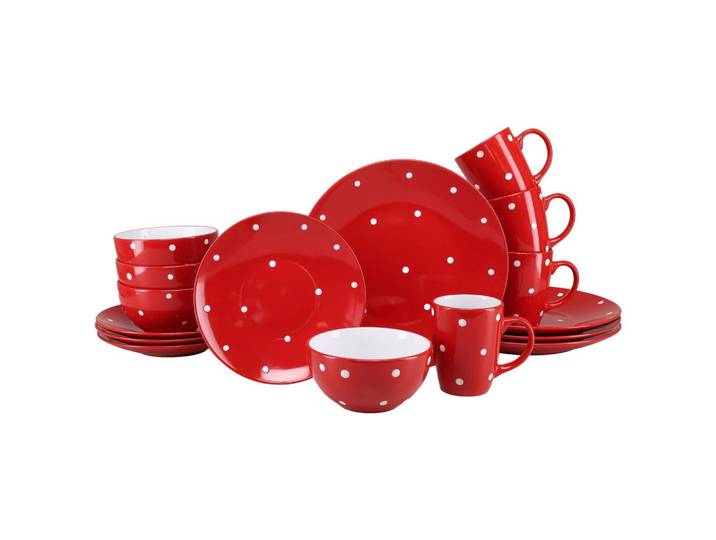 Kombiservice Polka Dots Rot/Weiß, 4 Pers., 16-teilig