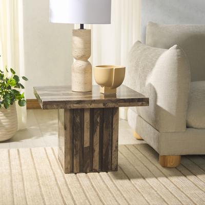 "SAFAVIEH Couture Olivia 21-Inch Square Marble Side Table - 21"" W x 21"" D x 16"" H"