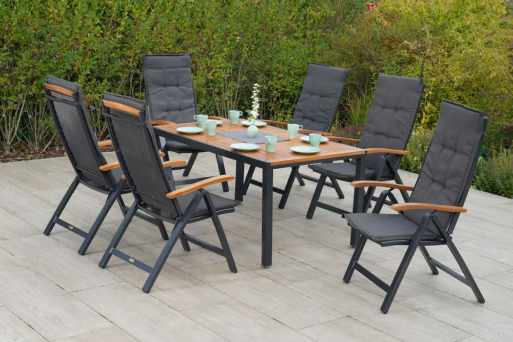 MERXXHANDELS Tilos Set 13tlg 6 Sessel Kissen Tisch 150x90cm 16946337