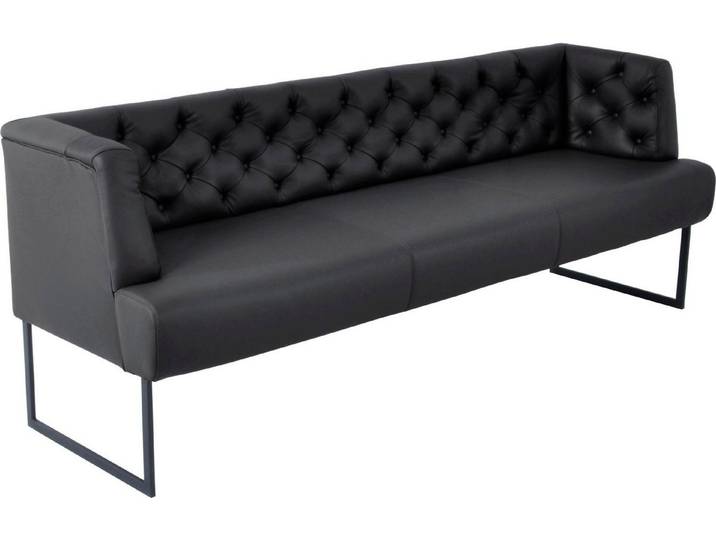 K+W Komfort & Wohnen Polsterbank Creso, im modernen Chesterfield-Look, mit schwarzen Kufenfüßen