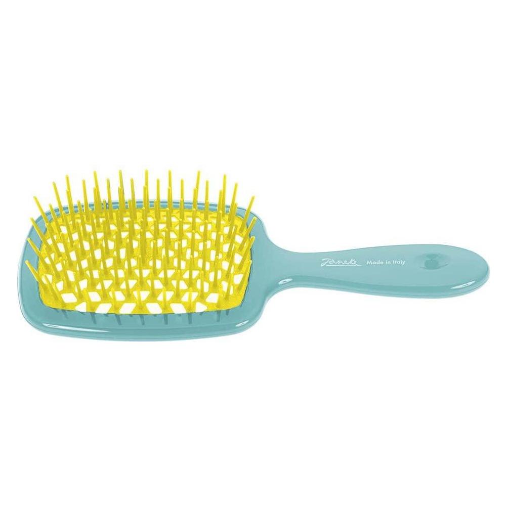 Janeke Superbrush Hairdresser Brush For Combing Turquoise-Yellow (8006060511250)