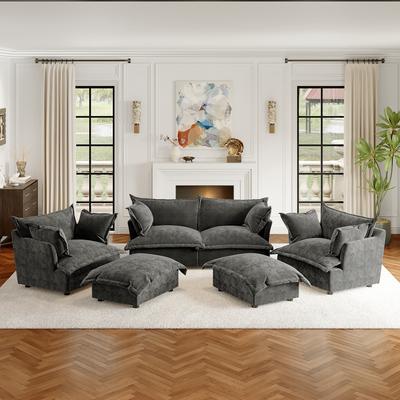 DREAMSIDEA 6-Piece Chenille Cloud Modular Living Room Set