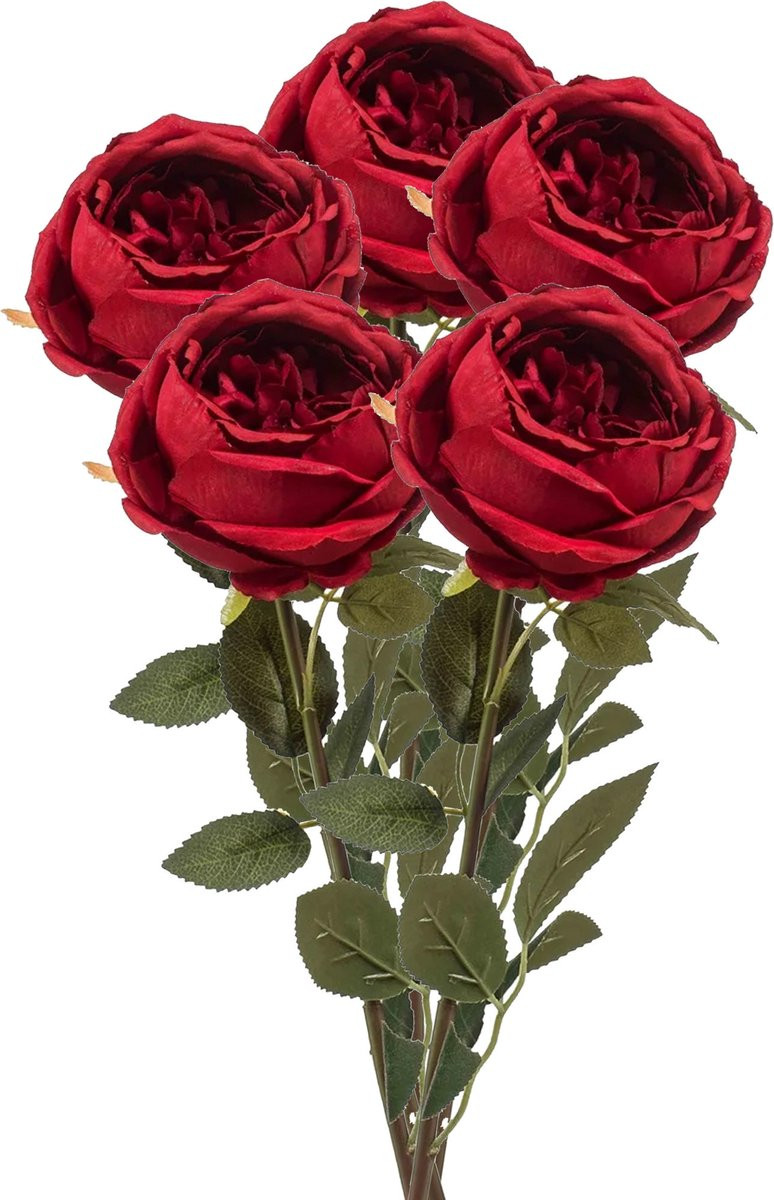 Emerald Kunstbloem Joelle Roos - Rood - 65 cm