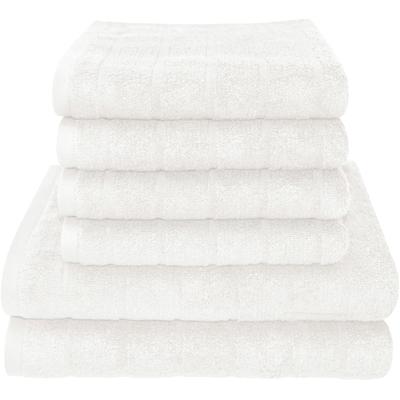 Handtuch Set DYCKHOFF "City Lights", weiß, 6 Stk., Walkfrottier, Walkfrottier, Obermaterial: 100% Baumwolle, Handtuch-Sets, 4 Handtücher (50x100cm), 2 Duschtücher (70x140cm)