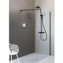 Walk-In Glasduschwand Ennai mit Wandprofil + Stabi.-Stange rund 1380x2000x8 mm ESG mit ETC Evenes