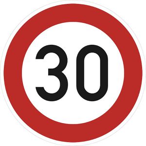 SafetyMarking Verkehrsschild StVO zugelassen, 60 cm, VZ 274-30, RA2/C, Höchstgeschwindigkeit 30 km/h