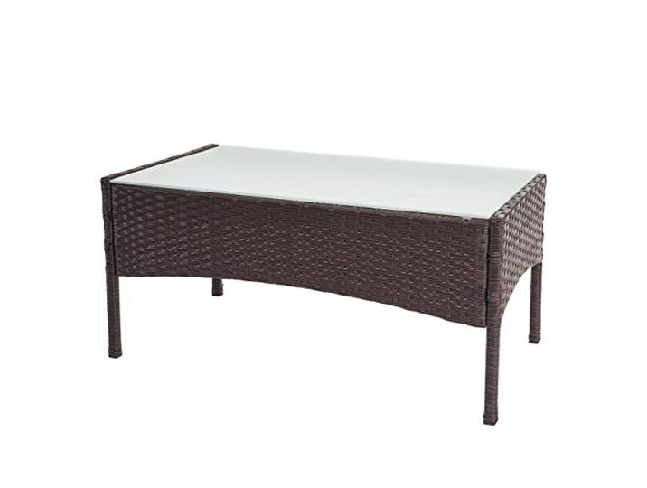 Mendler Poly-Rattan Gartentisch Halden - braun-meliert