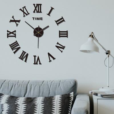 Daily Discovery Modern DIY Wall Clock Large 3D Wall Clock Acrylic Roman Numeral Mirror Wall Decor black