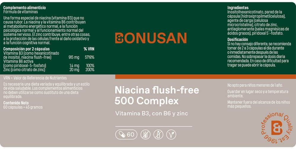 Bonusan Niacina 500 mg Flush Free 60 caps