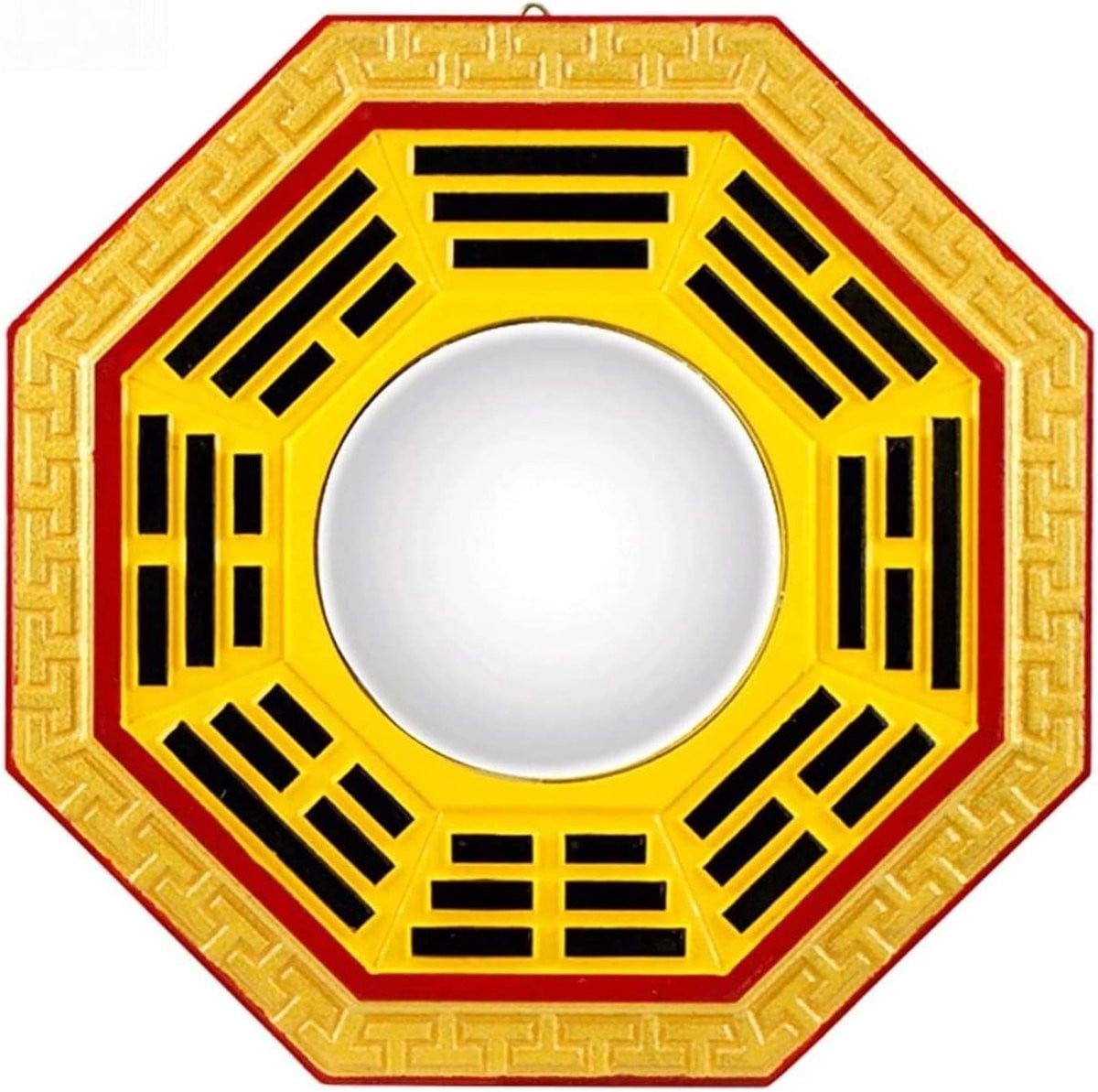 Feng Shui Bagua Spiegel voor geluk in huis met traditioneel ontwerp in houtkleur