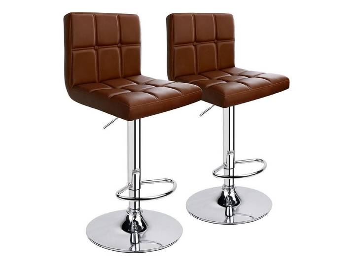 LuxusKollektion Barhocker Barhocker 2er Set Lehne Kunstleder höhenverstellbar Kaffee