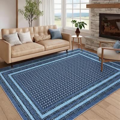Garvee Modern Imitation Linen Texture Print Area Rug