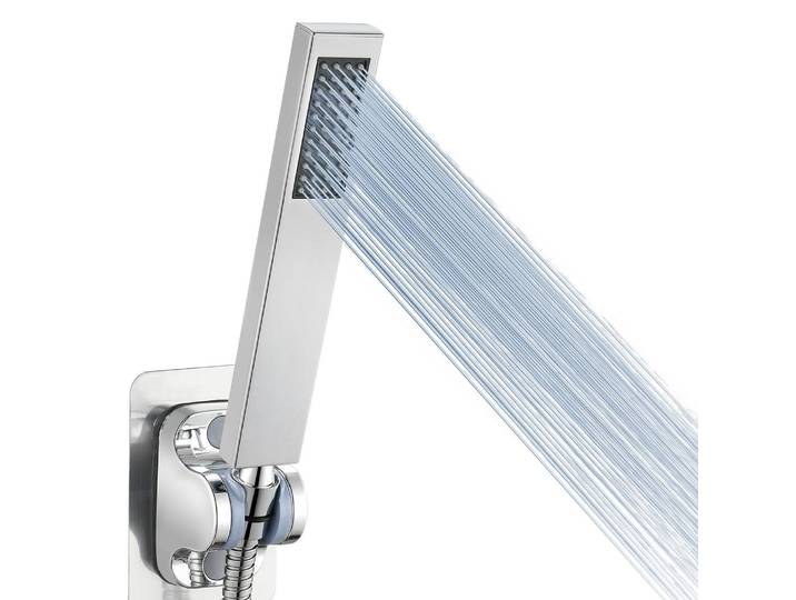 Handbrause Komplett aus Metall Chrom Quadratisch Hochdruck Einfache Installation