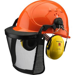 Voss-Helme Forsthelm INAP-Master-4-F-Kombi, orange, Gehörschutz & Nylon-Visier, Größe 51-64