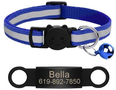 Uplift Treasures Personalized Reflective Cat Collar With Engraved ID Tag 22