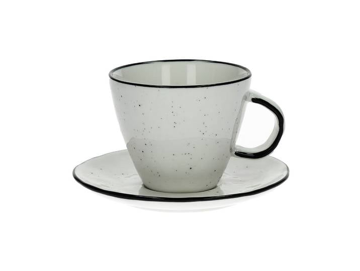 Tasse en porcelaine blanche, mouchetée noire, H8 cm - Pomax, Basi