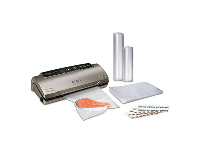 CASO VC 10 speciale editie - Vacuümsealer met uitgebreide accessoires, testoordeel zeer goed, incl. 50 professionele foliezakken en 2 professionele folierollen, zilver
