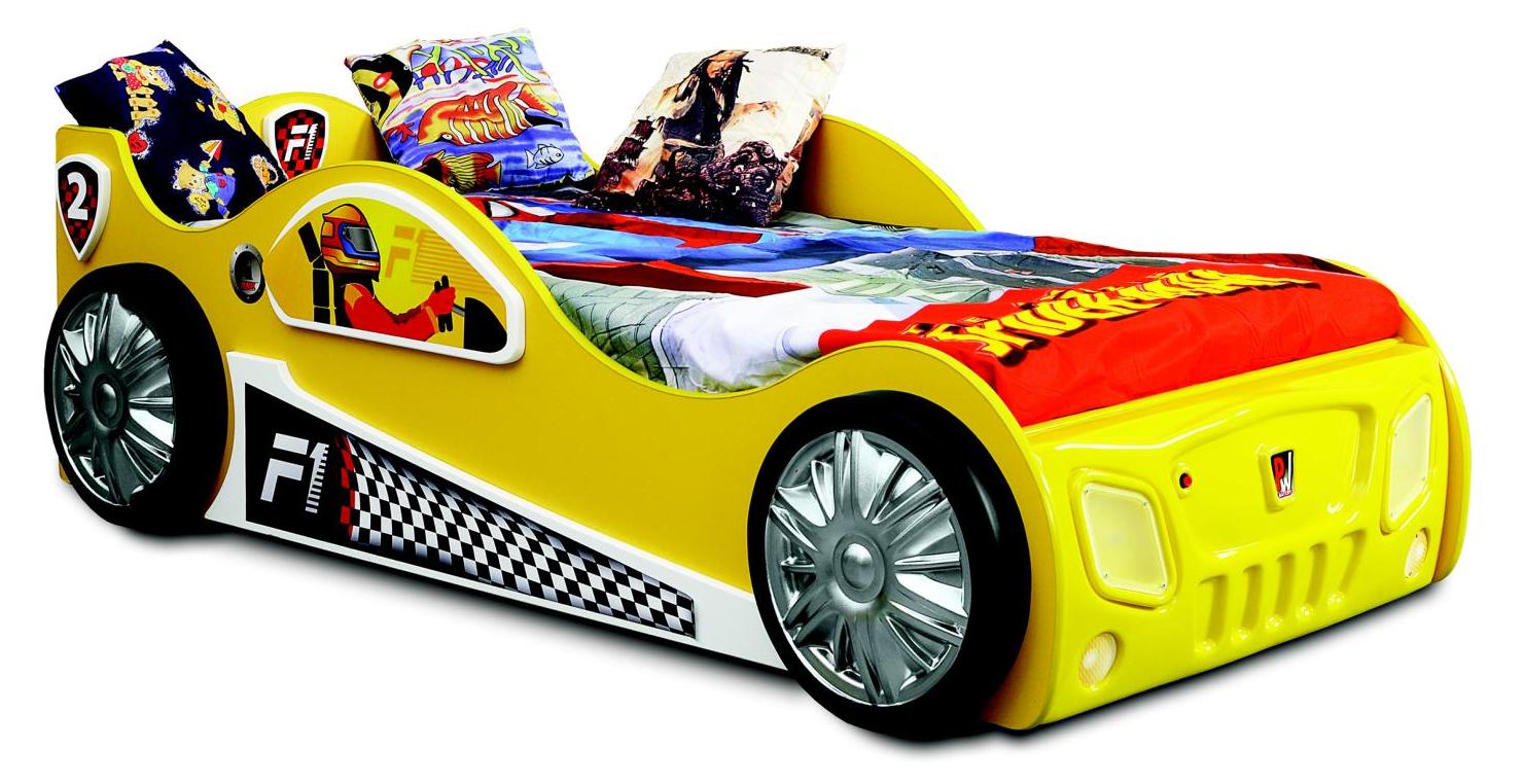 Rennwagen Auto Bett Matratze Autobett Kinderzimmer Betten Möbel gelb Kinderbett