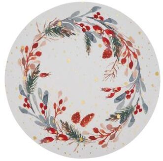 Saro Lifestyle "Yuletide Charm Red Berry Wreath Placemat (Set of 4) - 15""x15"""