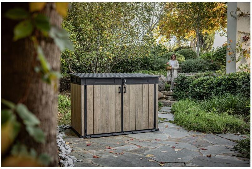 Aufbewahrungsbox KETER "Shed – Ashwood 190.5 x 109.3 x 132.5 cm", grau (anthrazit), B:109,3cm H:132,5cm T:190,5cm, Aufbewahrungsboxen, Aufbewahrungsbox anthrazit B/H/T: 109,3cm x 132,5cm x 190,5cm