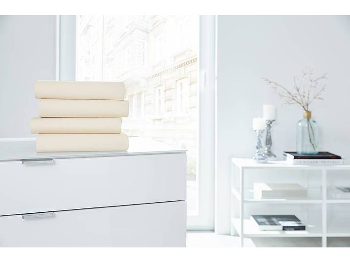 Boxspring-Elastan-Spannbettttuch 190 x 200cm Beige/Creme