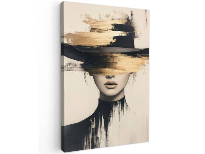 LEINWANDBILD Frau - Hut - Farbe Wanddeko 40x60 cm