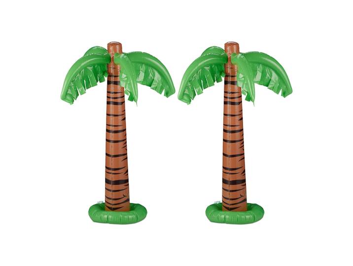 Aufblasbare Palme 2er-Set Dunkelbraun-Dunkelgrün-Hellbraun