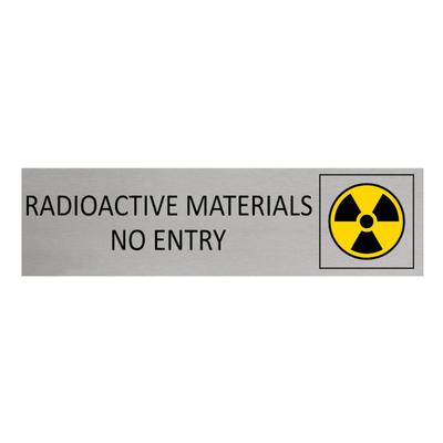 CombiCraft Aluminium Türschild Radioactive Materials - No Entry 165x45mm mit 3M-Tape zur Befestigung, einfache Kennzeichnung von Räumen und Bereichen