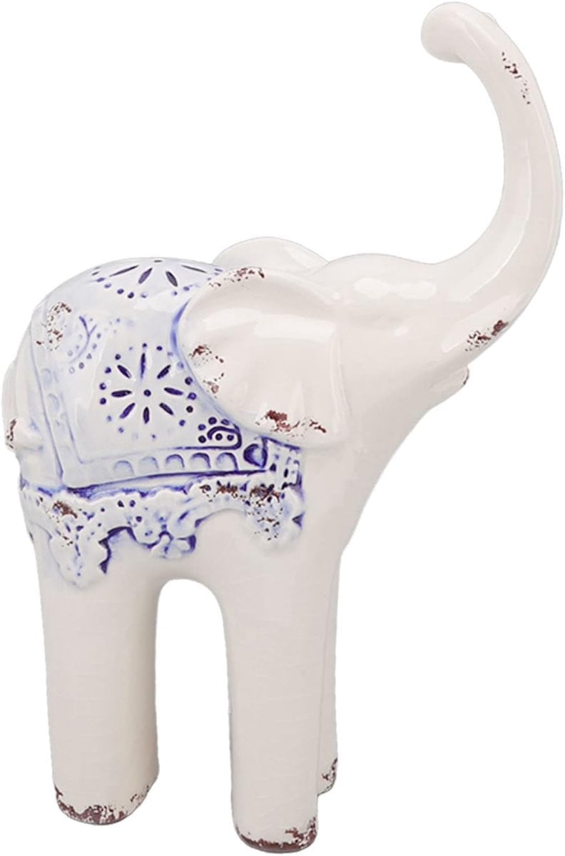 Wit Keramisch Olifant Decoratie Beeldje voor op Tafel