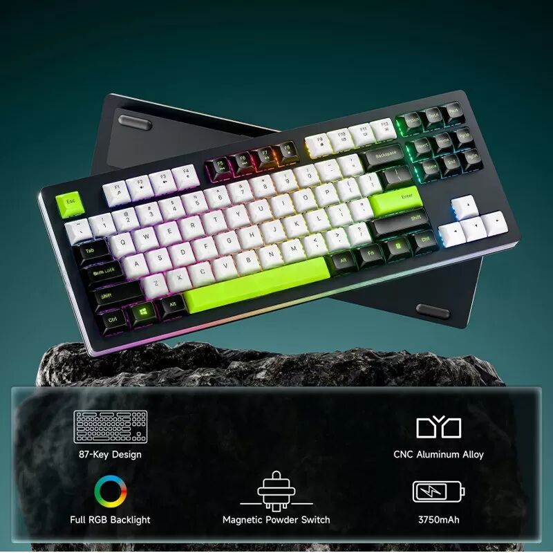 INF 87-Tasten Tri-Mode (Kabel/2.4G/Bluetooth) Wiederaufladbare Mechanische Tastatur mit RGB-Hintergrundbeleuchtung und