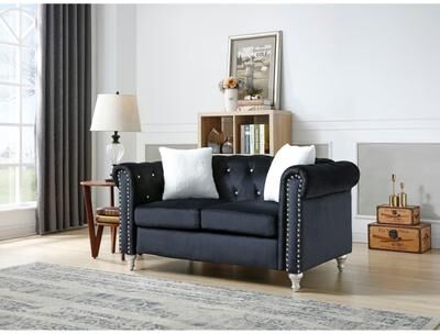 Glory Furniture Raisa Microsuede Velvet Tufted Loveseat
