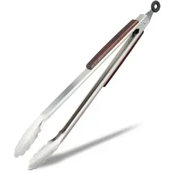 Relaxdays 2x Küchenzange aus Edelstahl 38 cm Braun,Silber