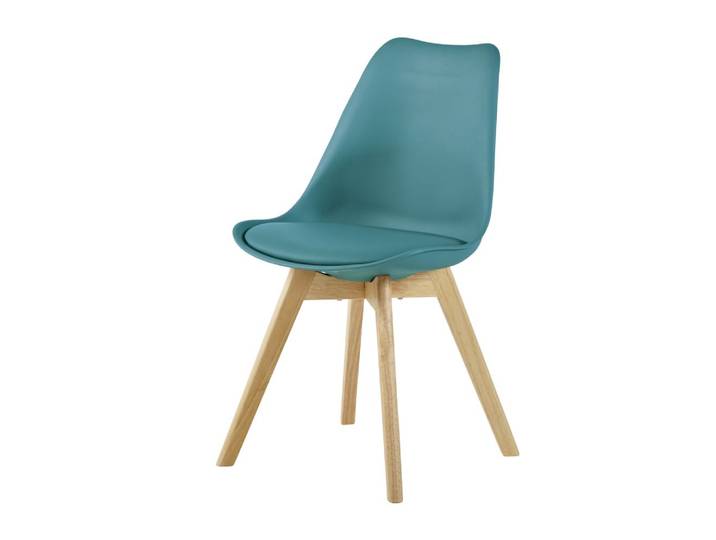 Stuhl im skandinavischen Stil aus Kautschukholz, entenblau