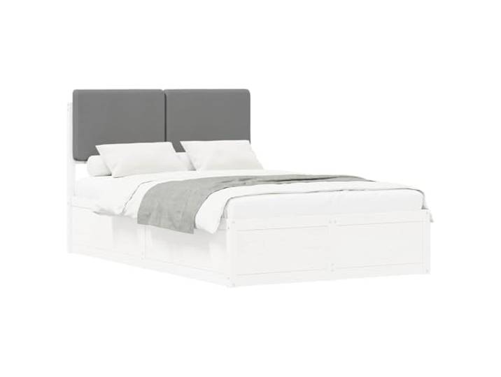 PUGYNBK Massivholz-Bettgestell mit gepolstertem Kopfteil Premium-Kiefer, Lamellen, waschbarer Bezug, einfache Montage, minimalistischer Stil