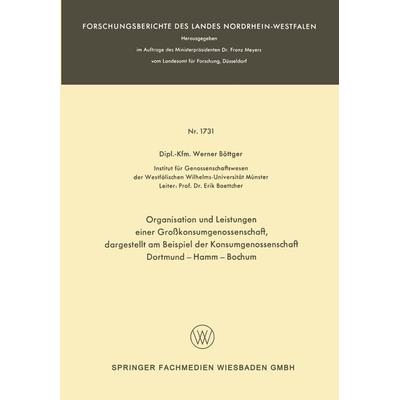 Organisation und Leistungen einer Großkonsumgenossenschaft, dargestellt am Beispiel der Konsumgenossenschaft Dortmund-Hamm-Bochum, Taschenbuch von