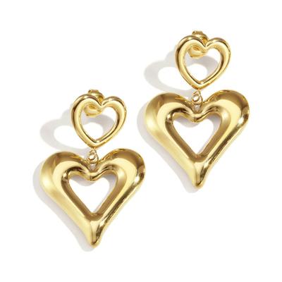 Paar Ohrhänger ADELIA´S "Ohrringe Ohrhänger mit offenem Herzanhänger", Damen, Gr. Damen, gold (goldfarben), Ohrringe, Modisch gestaltete Ohrhänger aus Modeschmuck mit offenem Herzanhänger