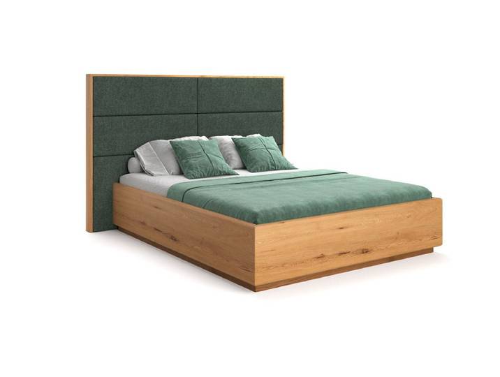 Designer Holzbett Valent aus massiver Eiche mit Stauraum - Grün - 180x220 - Wachsöl - Luxusbetten24